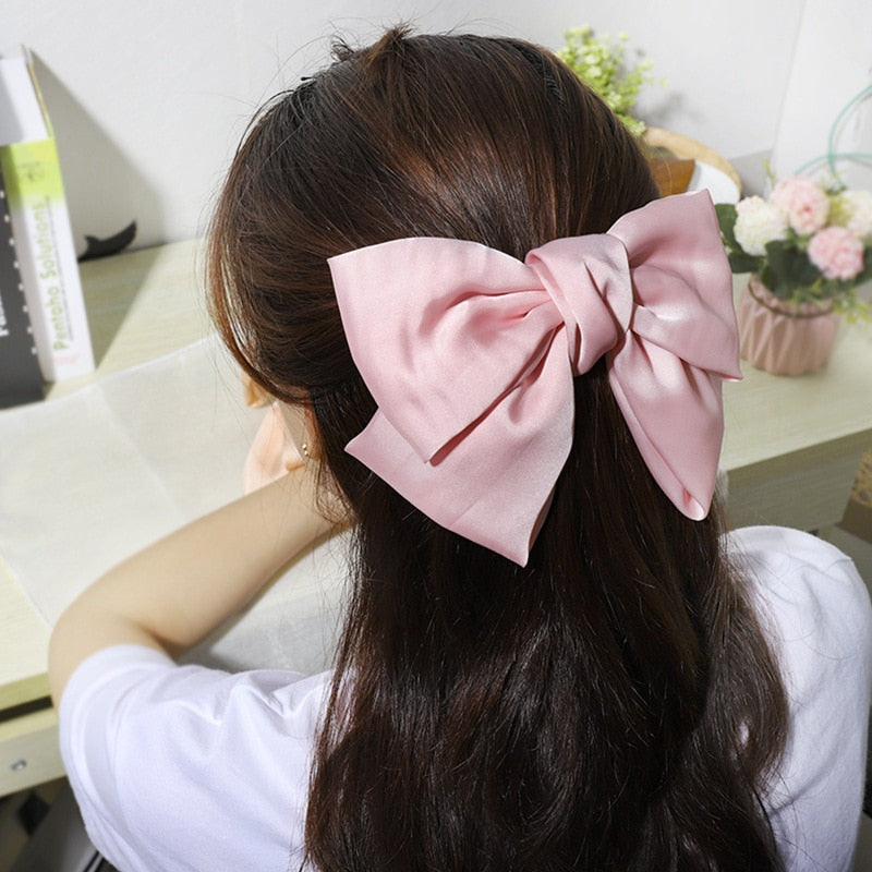 VKME Fashion Big Bow Hairpin Cute Red Barrette Pink Hair Clip Women Girls BB Hairgrip Korean Oversize Floral Hair Accessories