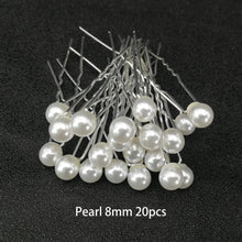 Load image into Gallery viewer, Women U-shaped Pin Metal Barrette Clip Hairpins Simulated Pearl Bridal Tiara Hair Accessories Wedding Hairstyle Design Tools