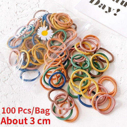 50/100 Pcs/Box New Children Cute Colors Soft Elastic Hair Bands Baby Girls Lovely Scrunchies Rubber Bands Kids Hair Accessories