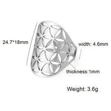Load image into Gallery viewer, Skyrim Viking Flower of Life Ring Vintage Adjustable Stainless Steel Geometric Rings for Women Amulet Jewelry Gifts Wholesale