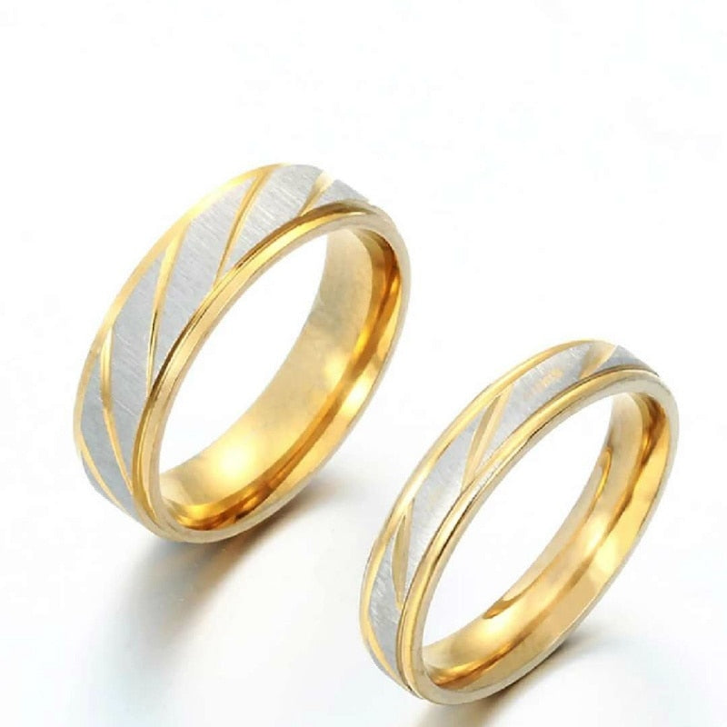 Titanium Steel Couple Rings Gold Wave Pattern Wedding Infinity Ring Men and Women Engagement Jewelry Gifts