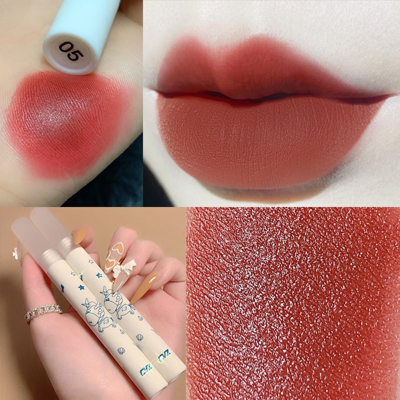 CVZ 6 Color Lip Gloss Mud Milk Tea Liquid Matte Lipstick Makeup Lasting Moisturizing Beauty Cosmetics Maquillaje New TSLM1