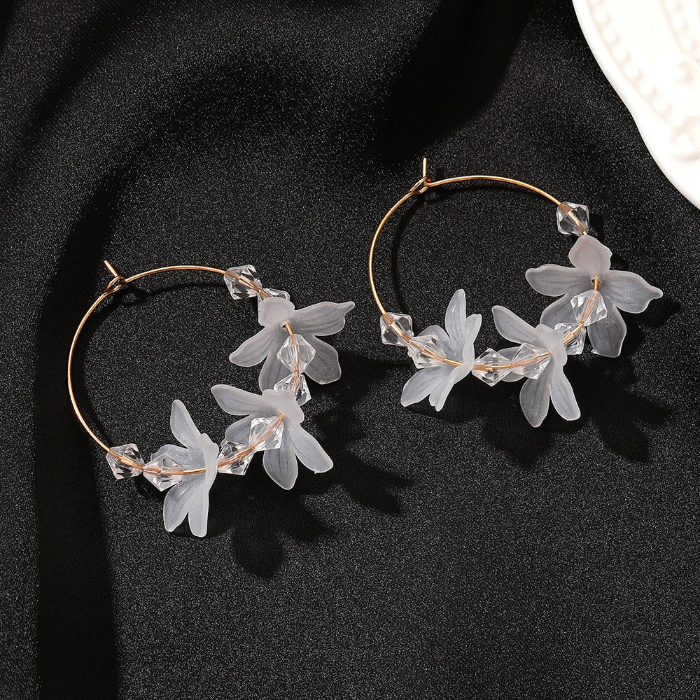 New Flower Handmade Bohemia Earrings for Women Boho Long Multi-layer Crystal Petal Tassel Earrings Female Wedding Party Jewelry