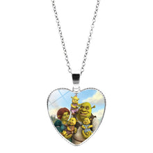 Load image into Gallery viewer, Shrek Heart Pendant Necklace Glass Cabochon Jewelry Gifts Couple Heart Choker Necklace for Women Fashion Friendship Necklaces