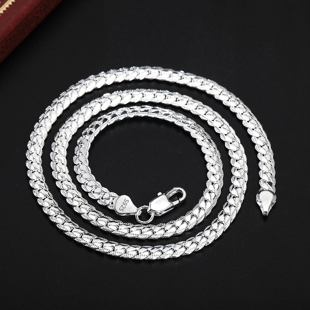 BAYTTLING S925 Sterling Silver Gold/Silver 8/18/20/24 Inch Side Chain Necklace For Women Men Fashion Jewelry Gifts