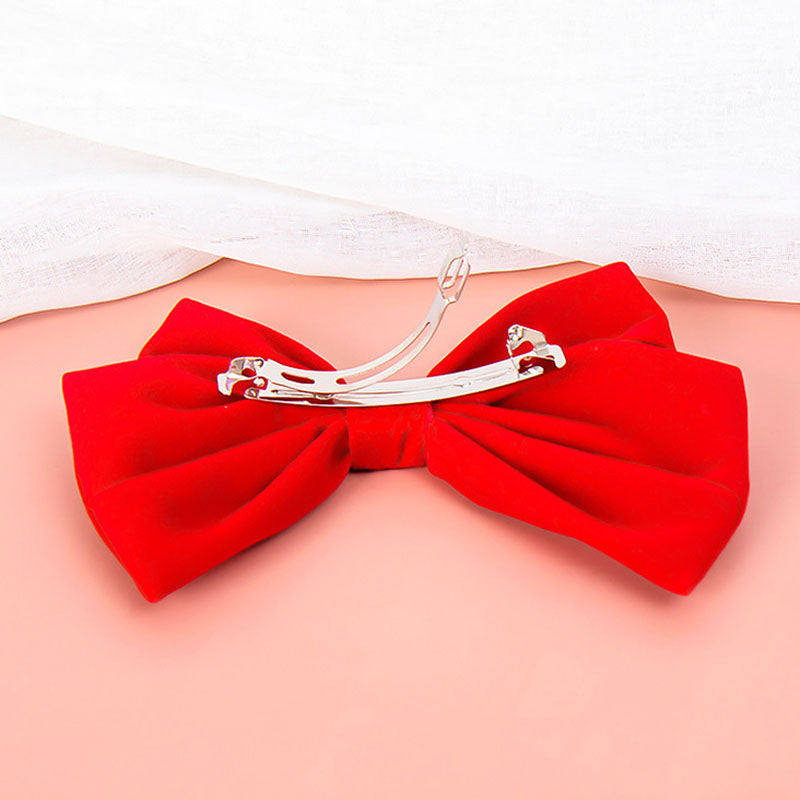 1/2Pcs Red Velvet Ribbon Hair Bows Clips Vintage Bowknot Side Hairpin Cute Girls Barrettes Headdress Hair Accessories For Women