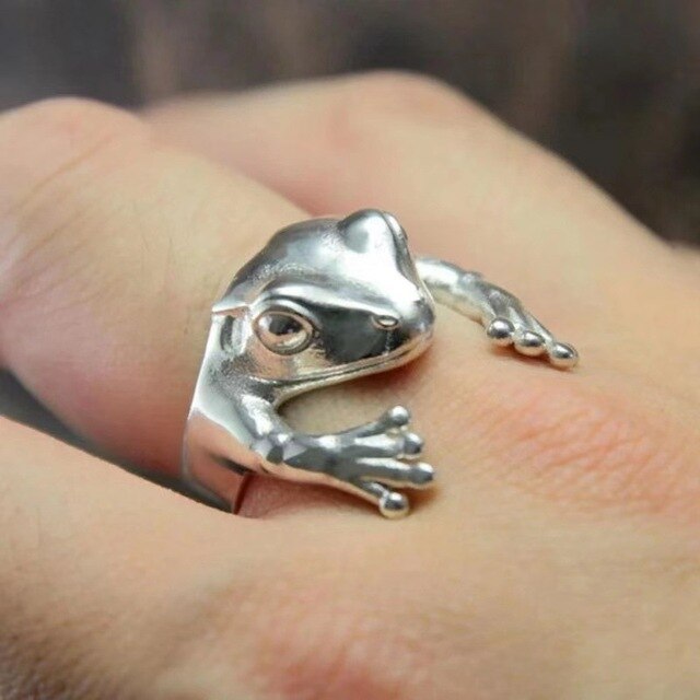 Vintage Silver Color Rings For Women Fashion Girl Men Couple Jewelry Punk Hip Hop Frog Snake Smiley Animal Metal Ring anillo