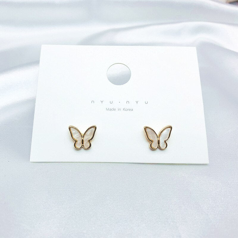 Korean Exquisite Flower Butterfly Earrings For Women Bling AAA Zircon Stud Earring Fashion Wedding Party Jewelry Gift Dropship