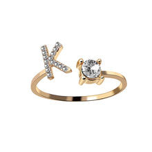 Load image into Gallery viewer, A-Z Letter Gold Color Metal Adjustable Opening Rings For Women Initials Name Alphabet Creative Finger Ring Trendy Party Jewelry