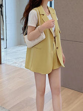 Load image into Gallery viewer, Graduation gift Women&#39;s Casual Blazer Shorts Suit Summer Loose Sleeveless Vest+Short Pant 2 Piece Set Female Fashion Elegant Outfit Clothings