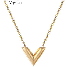 Load image into Gallery viewer, Fashion Brand V Letter Pendant Necklace For Woman Stainless Steel Women Necklace Luxury Jewelry Female Costume Accessories