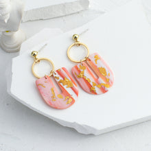 Load image into Gallery viewer, Lifefontier Handmade Polymer Clay Drop Earrings for Women Fashion Abstract Pattern Clay Metal Dangle Unusual Earrings Jewelry