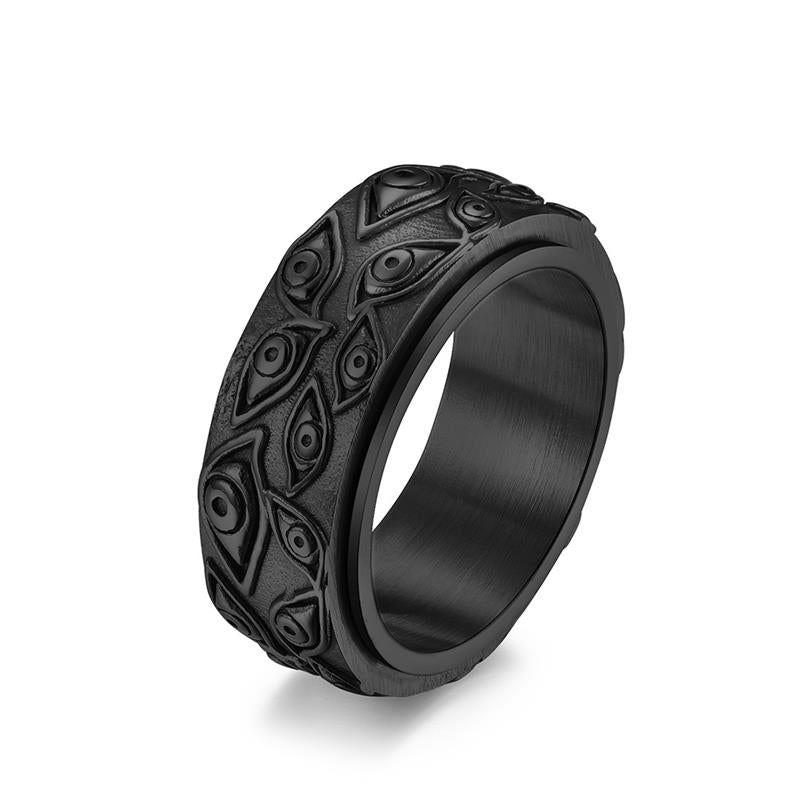Carved Eyes Mens Ring Stainless Steel Vintage Punk Finger Jewelry Rock Culture Ring Unisex Men Women Party Accessories