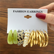 Load image into Gallery viewer, Trendy Exquisite Pearl Metal Earrings Set For Women Geometric Circle Dangle Drop Earrings Acrylic Set of Earrings Jewelry