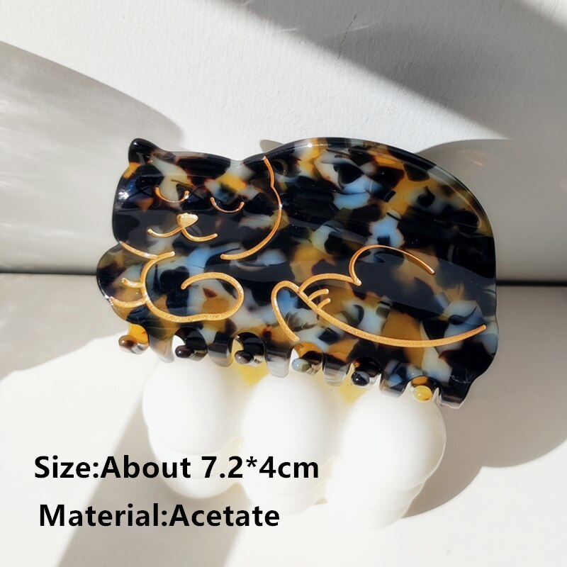 HANGZHI INES New French Cute Animal Dog Cat Acetate Hair Clip Shark Claw Hairpin Fashion Head Accessories for Women Girls 2022