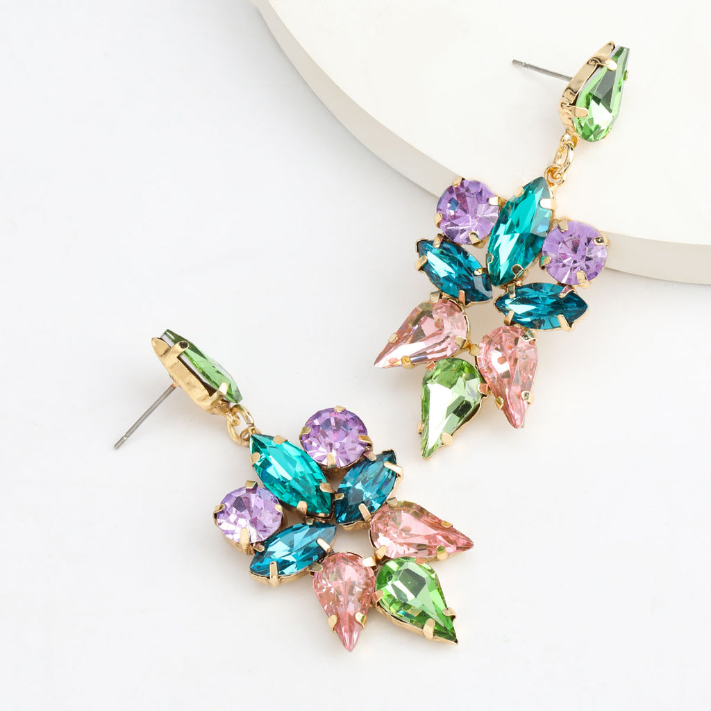 Pauli Manfi2022 fashion summer new alloy color rhinestone temperament wild women&#39;s earrings popular accessories