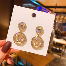 Load image into Gallery viewer, 2022 New Fashion Korean Oversized White Pearl Drop Earrings for Women Bohemian Golden Round Zircon Wedding Earrings Jewelry Gift