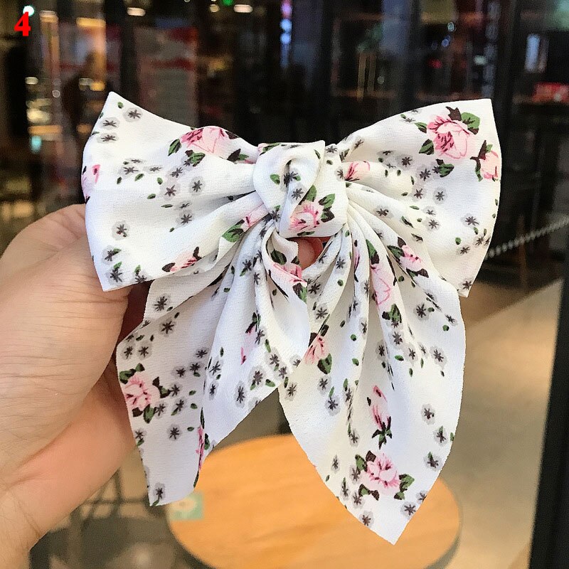 Women Sweet Big Bow Hairpins Bow-Knot Hair Clip Solid Color Hairpin Satin Butterfly Barrettes Duckbill Clip Hair Accessories