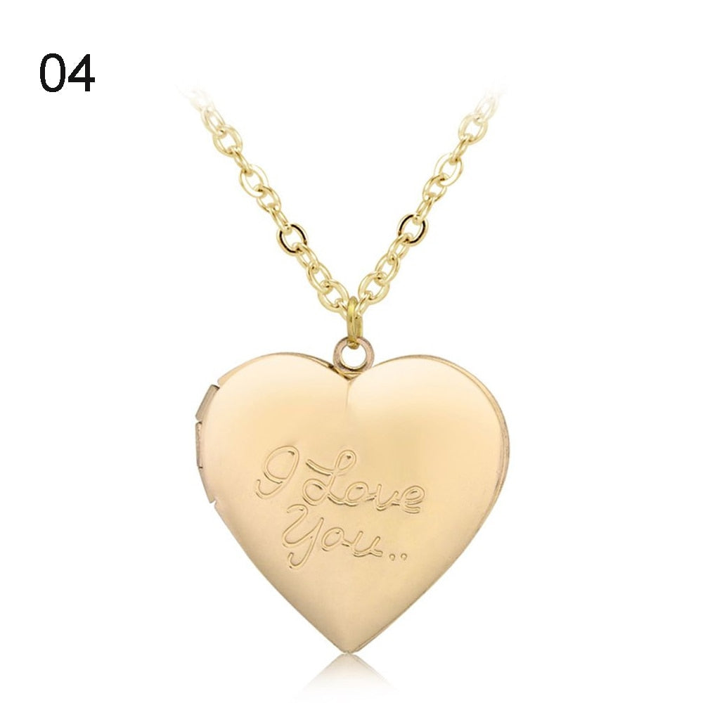 HOOH 1PC Heart Shaped Friend Photo Picture Frame Locket Pendant for Necklace Jewelry Couple Valentine&#39;s Day Gift Romantic