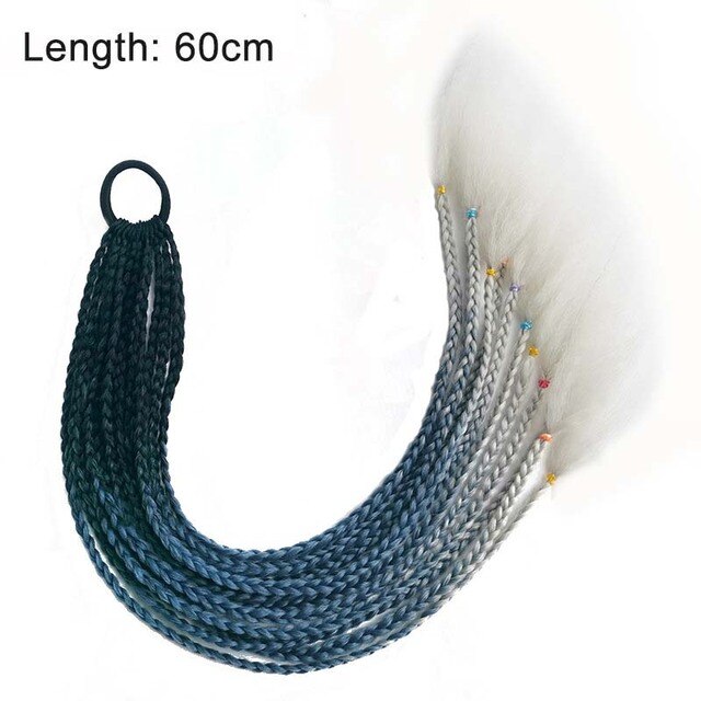 Gradient Dirty Twist Braided Ponytail Rubber Band Hip Hop Colorful Women Elastic Wig Hair Accessories Headdress Hair Rope 55cm