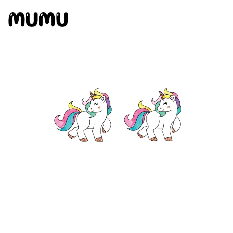 2022 New Cute Unicorn Stud Earring Cartoon Animal Acrylic Earring Handmade Earrings Epoxy Jewelry For Children