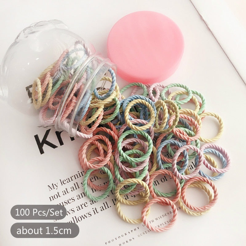 50/100 Pcs/Box New Children Cute Colors Soft Elastic Hair Bands Baby Girls Lovely Scrunchies Rubber Bands Kids Hair Accessories