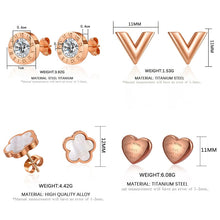 Load image into Gallery viewer, Trendy Exquisite Zircon Stainless Steel Stud Earrings For Women Classic Korean Geometric Crystal Earrings Gifts Fashion Jewelry