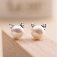 Load image into Gallery viewer, Fashion Earings Jewelry Silver Color Small Pearl Cat Stud Earrings for Women Girls Summer Daisy Flower Earring pendientes mujer