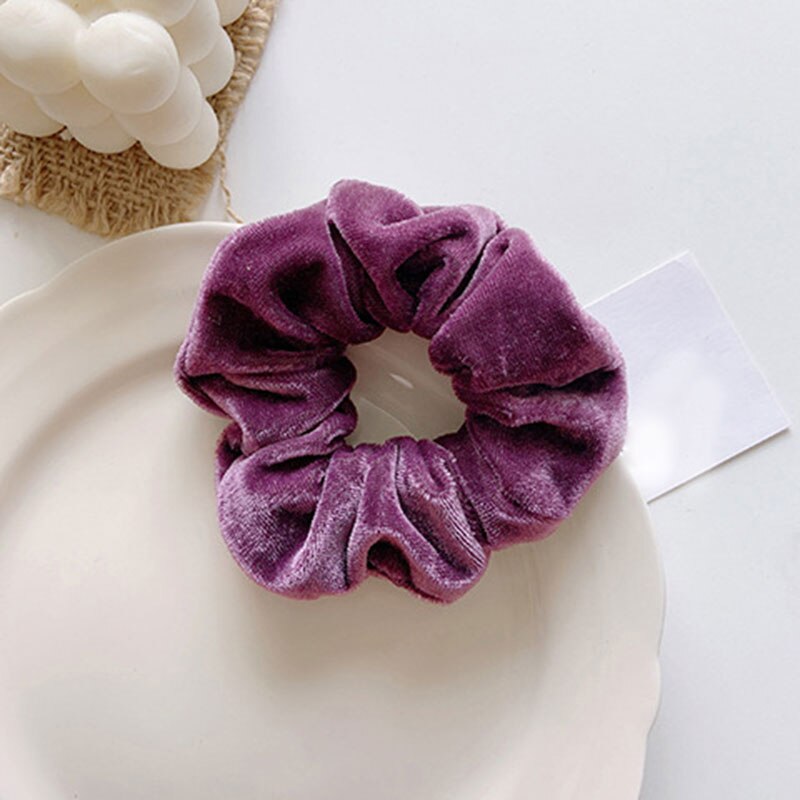 Trendy Contrast Color Velvet Scrunchies Women Winter Elastic Hair Bands For Hair Accessories Ornament Rubber Band Ponytail Hold