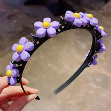 Load image into Gallery viewer, 2022 Cute Flower Bangs Fixed Braided Hairbands Clips For Girls Kids Sweet Hair Ornament Headband Fashion Hair Accessories Dress