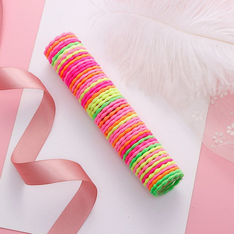 50pcs Girls Solid Color Big Rubber Band Ponytail Holder Gum Headwear Elastic Hair Bands Korean Girl Hair Accessories Ornaments