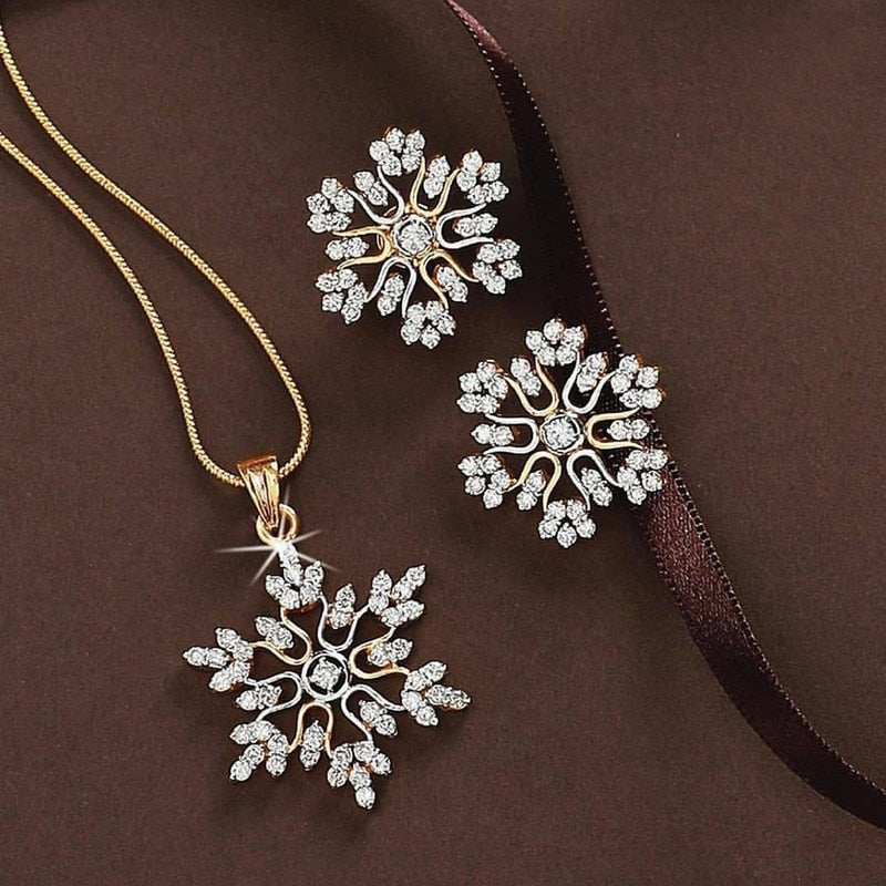 3 Pcs/set Snowflake Necklace Earrings Christmas Luxury Jewelry Set Accessories Christmas Valentine&#39;s Party Gifts 2022 New