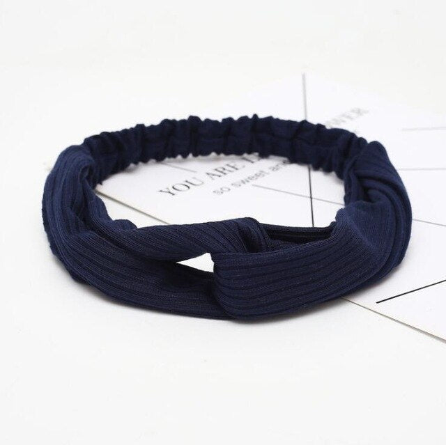 Fashion Women Solid Color Headband Cross Top Knot Elastic Hair Bands Girls Hairband Hair Accessories Twisted Knotted Headwrap