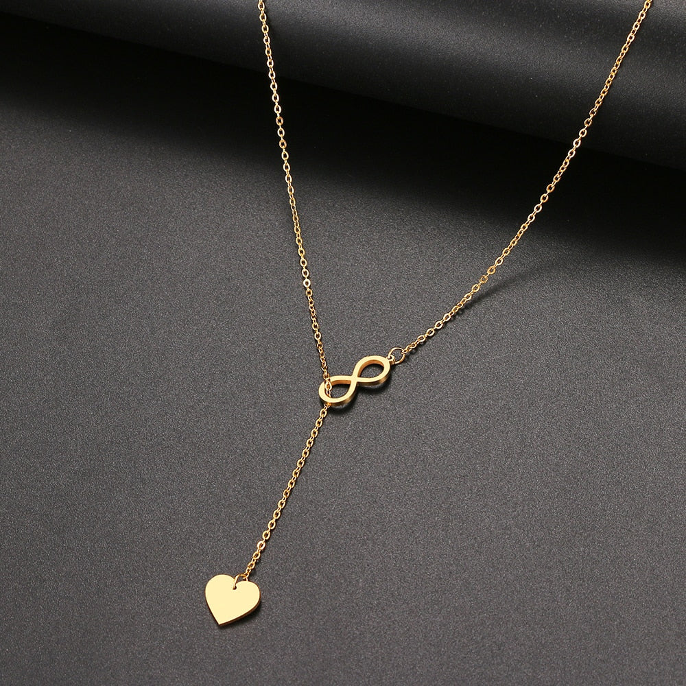 316L Stainless Steel Fashion &quot;8&quot; And Heart Shape Pendant Layered style Necklace For Women Jewelry Party Friend Gifts 2022 New