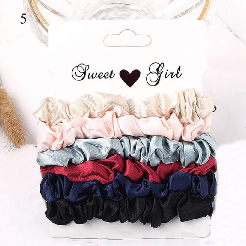 1 Set Scrunchies Pack Hair Ring Candy Color Hair Ties Rope Autumn Winter Women Ponytail Hair Accessories 3Pcs Girls Hairbands