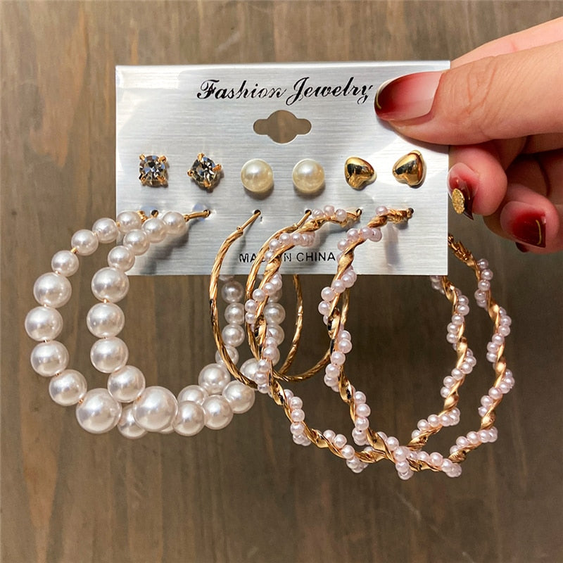 17KM Bohemian Gold Snake Butterfly Drop Earrings Set For Women Pearl Acrylic Dangle Earrings 2022 Trend Set of Earrings Jewelry
