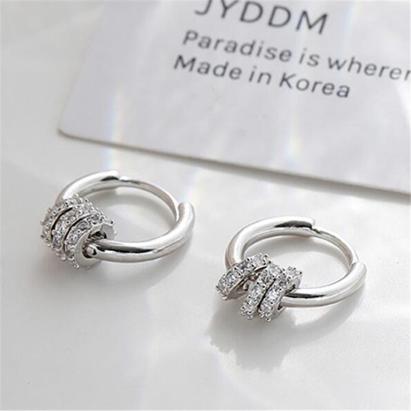Fashion Silver Color Crystal Round Ball Charms Stud Earrings For Women Girls Wedding Party Jewelry Pendientes eh777