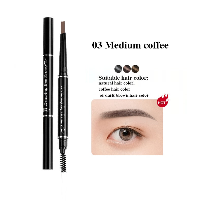 5 Colors Double Head Eyebrow Pencil Waterproof Long Lasting Sweat-proof Natural Wild Brows Shaping Drawing Easy Coloring Makeup