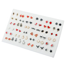 Load image into Gallery viewer, 18/36Pairs Women Acrylic Crystal Small Stud Earrings Set Girl Child Heart Star Animal Moon Crown Plastic Earring Brincos Jewelry