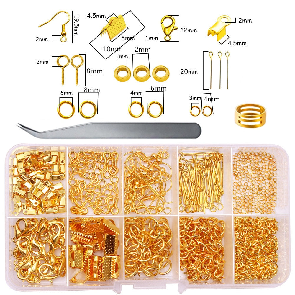 Jewelry Accessories Making Kit for Earring Hook Lobster Clasp Open Jump Ring Jewelry Supplies Making Connector Set for Beads