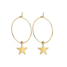 Load image into Gallery viewer, Fashion Gold Silver Color Round Hoop Star Pendant Drop Earring for Women Charm INS Classic Geometric Asymmetric Earring Jewelry
