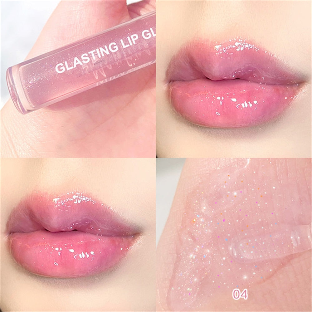 3D Lip Gloss Transparent Holographic Lip Plumping Shiny Pearl Moisturizer Color-changing Oil Lip Makeup Plumper Nutritious Care