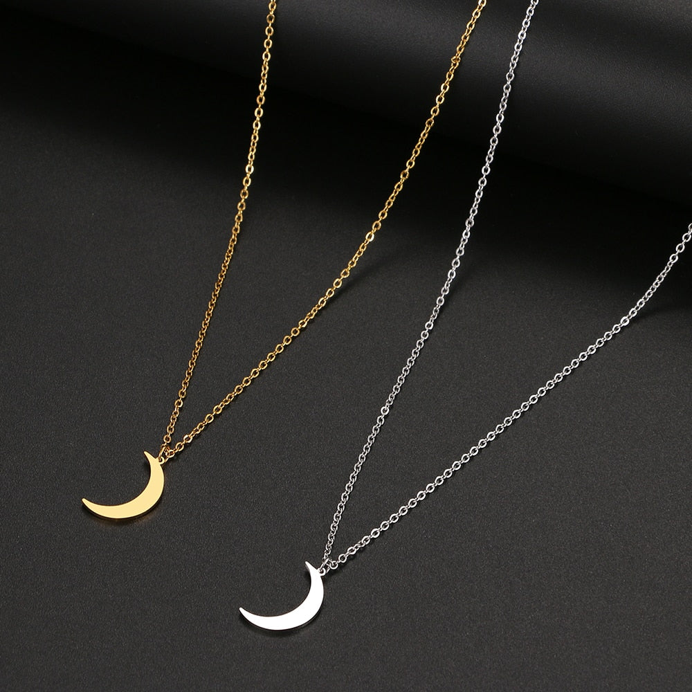 Stainless Steel Necklace New Fashion Moon Chain Pendant Simplicity Necklaces For Women Jewelry Accessories Party Charm Gifts