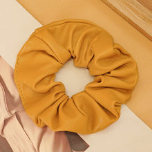 Load image into Gallery viewer, Vintage Solid Color PU Leather Scrunchie Elastic Hair Bands for Women Large Ponytail Holder Hair Rope Headwear Hair Accessories
