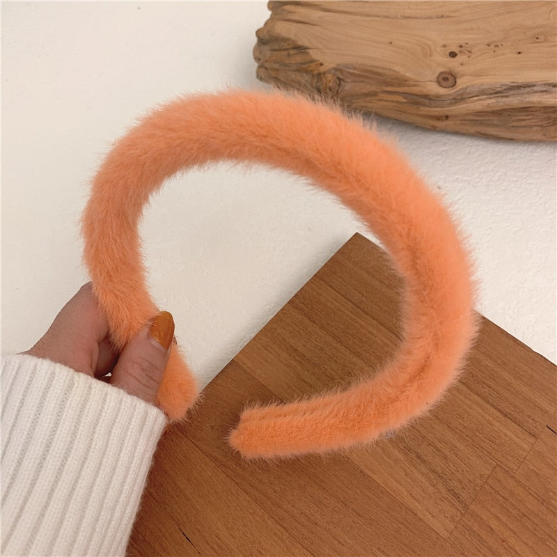 Warm Imitate Rabbit Fur Headband for Women Thicken Plush Wide Hair Hoop Sweet Hair Bands for Girls Bezel New Hair Accessories