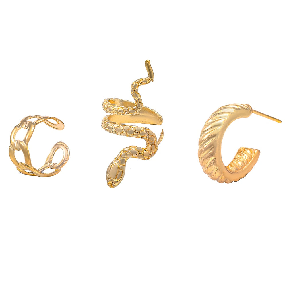 IFMIA Vintage Snake Earrings for Women Charm Gold Color Round Ear Clips Female 2022 Trend Ear Cuffs Valentine&#39;s Day Gift Jewelry