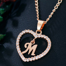 Load image into Gallery viewer, Womens Jewelry Name Initials Heart Pendant Necklace 26 Letters Zircon Love Necklaces Girls Gifts the First Letter Accessories