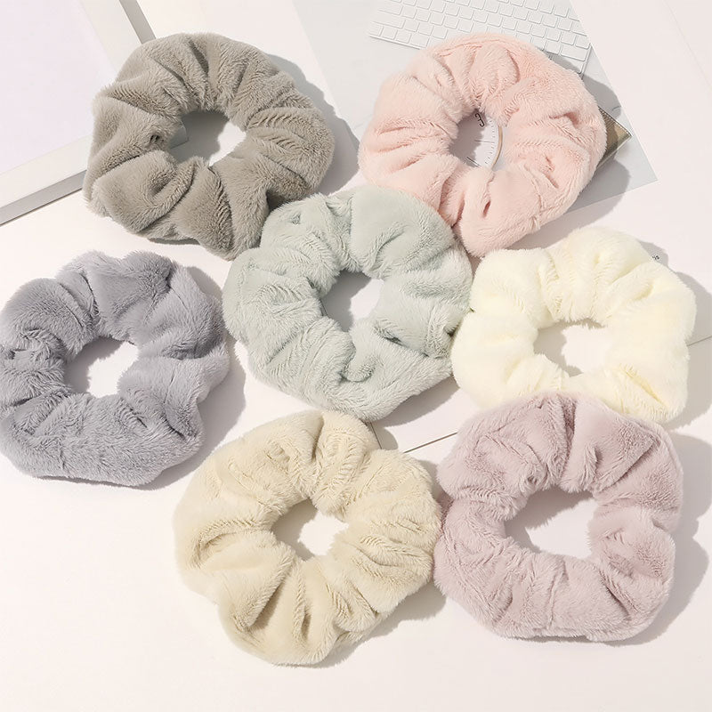 2022 Winter Fur Scrunchies Furry Elastic Hair bands For Women Girls ponytail Holders Rope soft Plush Hair Ties Hair Accessories