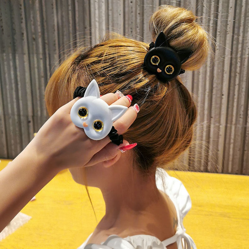 New Ins Style Cartoon Cat Hair Tie Korean Cute Super Fairy Sweet Head Rope Rubber Band Elastic Hair Bands Girls Hair Accessories