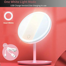 Load image into Gallery viewer, LED Makeup Mirror With Light Lamp With Storage Desktop Rotating Cosmetic Mirror Light Adjustable Dimming USB  Vanity Mirror